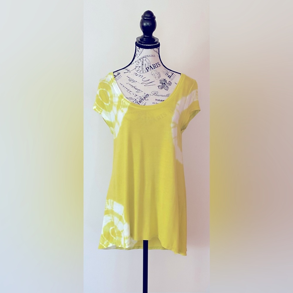 INC International Concepts Yellow Tie Dye Hi-Low Top